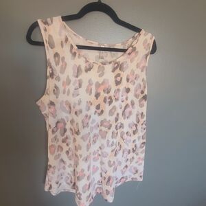 Acting Pro Pink and Gray Leopard Tank Top